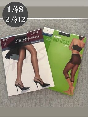 🪅 🆕 Hanes Hosiery Set of Two (2). Barely Black/Jet.  Size AB. NWT